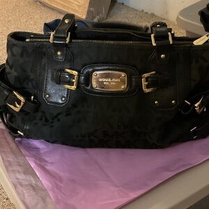 Michael by Michael Kors Black Shoulder Bag with Gold Accents